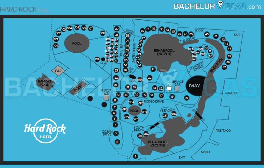 hard rock pool seating map