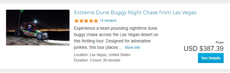 Extreme Dune Buggy Night Chase from Las Vegas